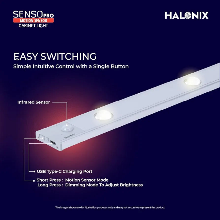 Smart Motion Sensor LED Under Cabinet Light – Wireless Rechargeable Night Lamp for Kitchen