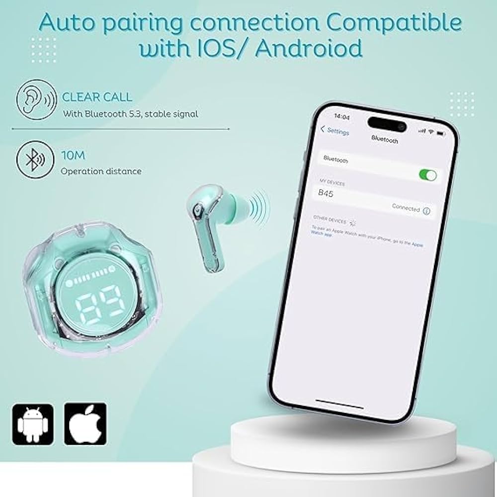 Stylish Wireless Bluetooth Earbuds with LED Battery Display ...