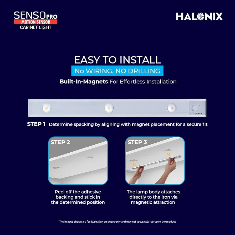 Smart Motion Sensor LED Under Cabinet Light – Wireless Rechargeable Night Lamp for Kitchen