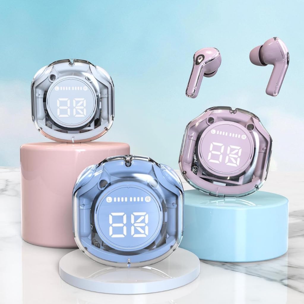 Stylish Wireless Bluetooth Earbuds with LED Battery Display ...