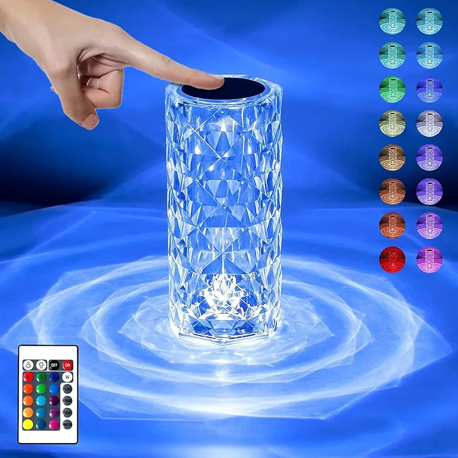 Crystal Table Lamp 16 Color Changing RGB  Diamond...