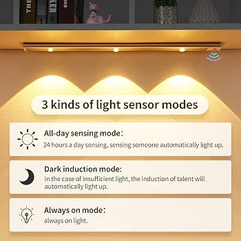 Smart Motion Sensor LED Under Cabinet Light – Wireless Rechargeable Night Lamp for Kitchen