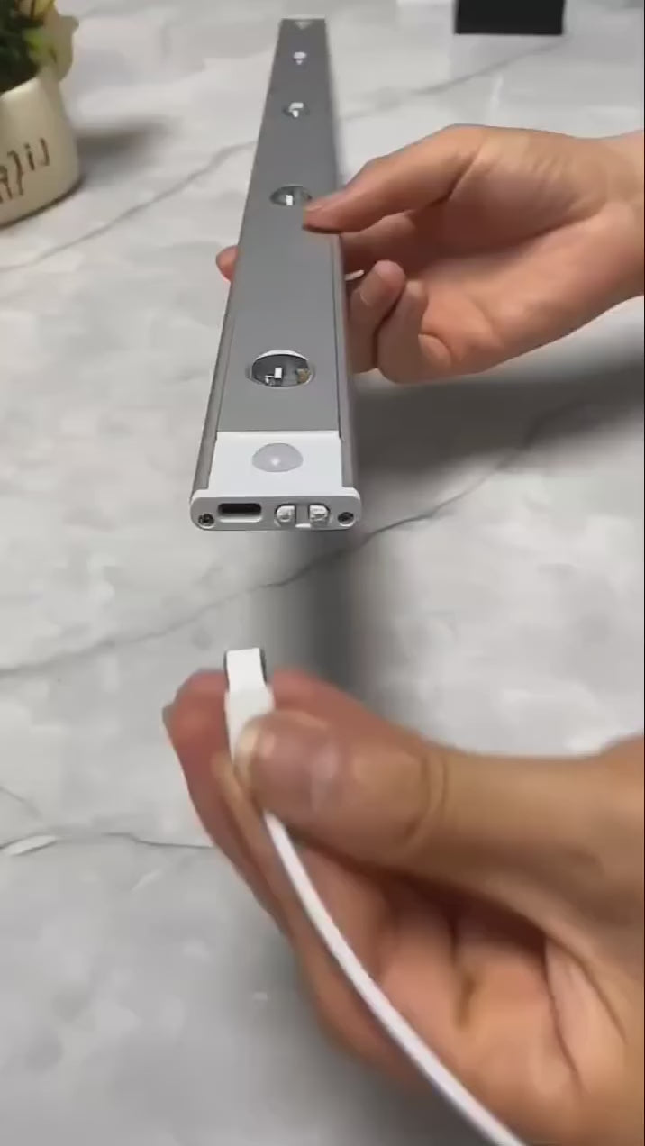 Smart Motion Sensor LED Under Cabinet Light – Wireless Rechargeable Night Lamp for Kitchen