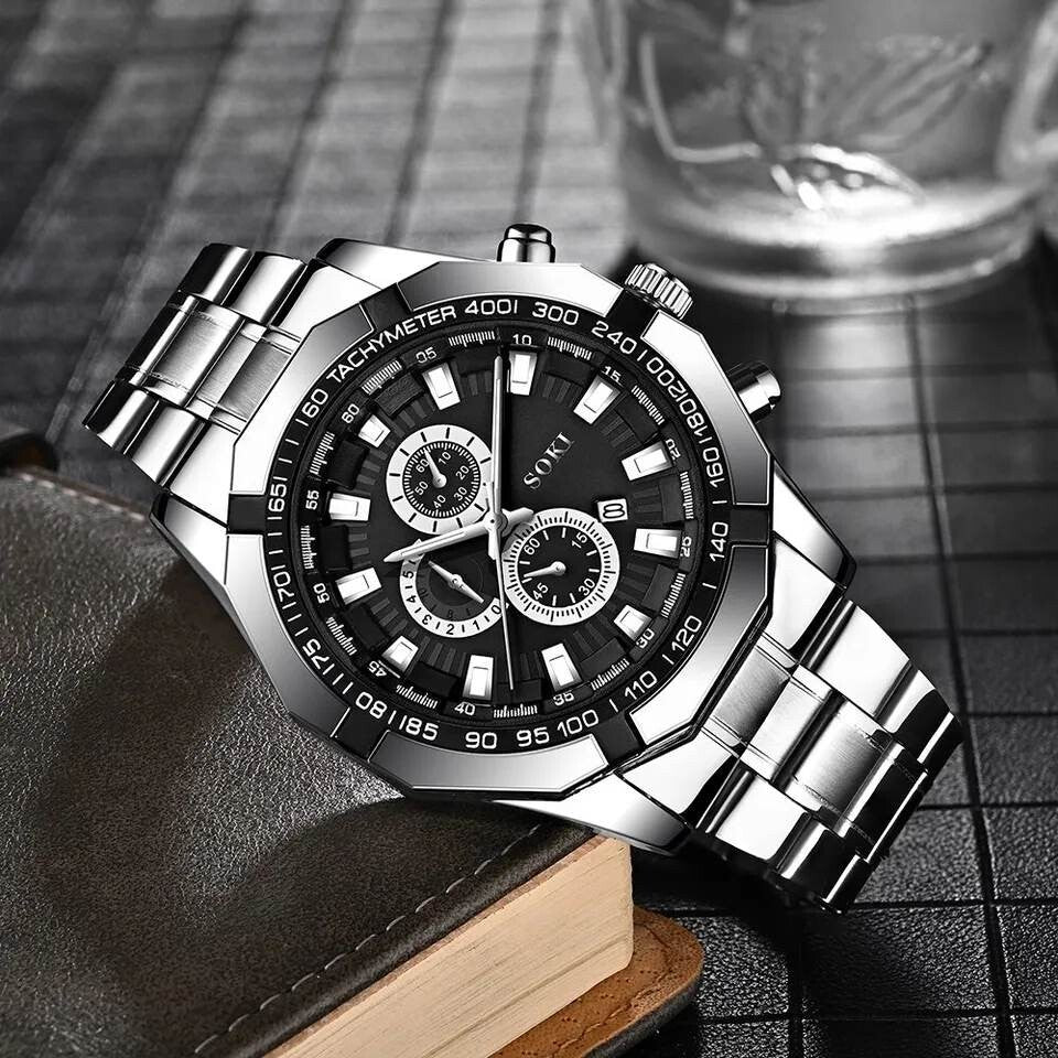 Luxury Stainless Steel Chronograph Watch for Men